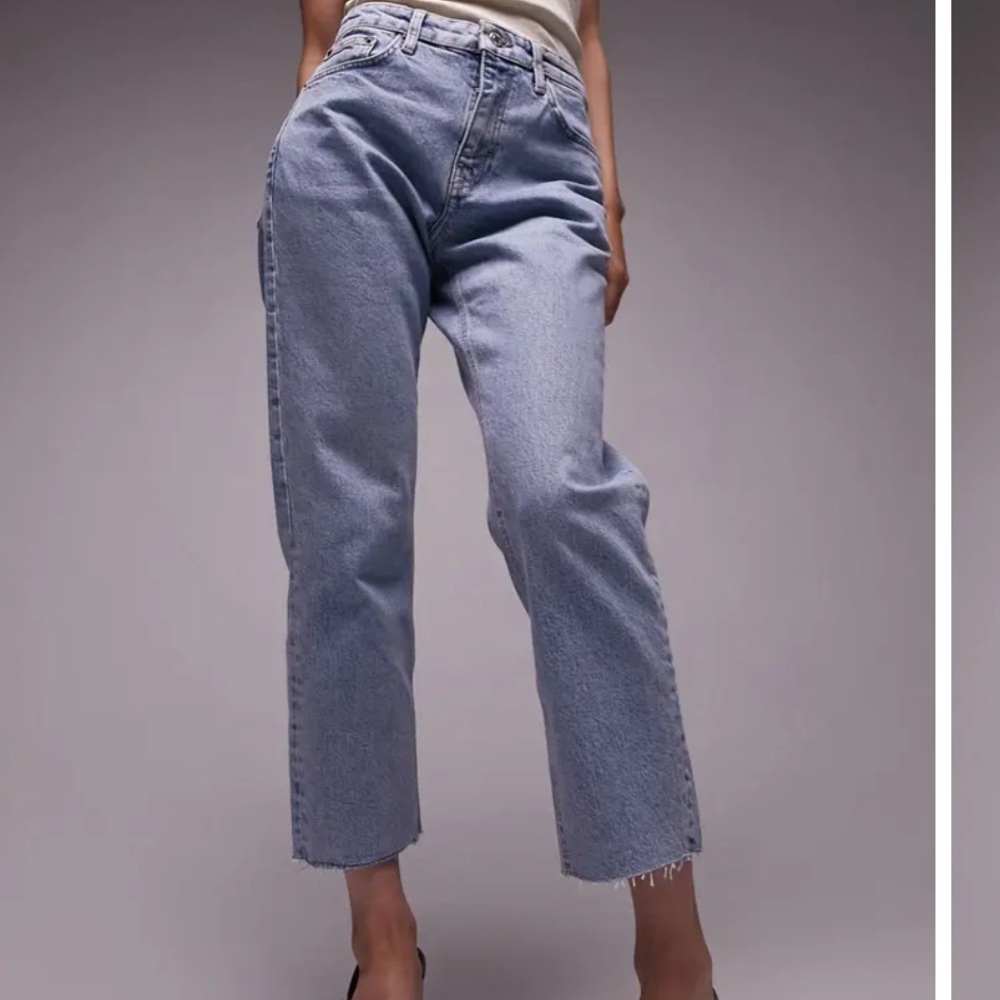 Topshop Raw Hem Crop Straight Leg Jean